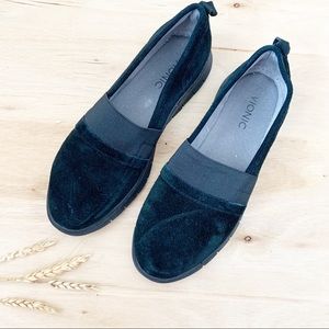 Vionic Black Suede Slip On Shoes
